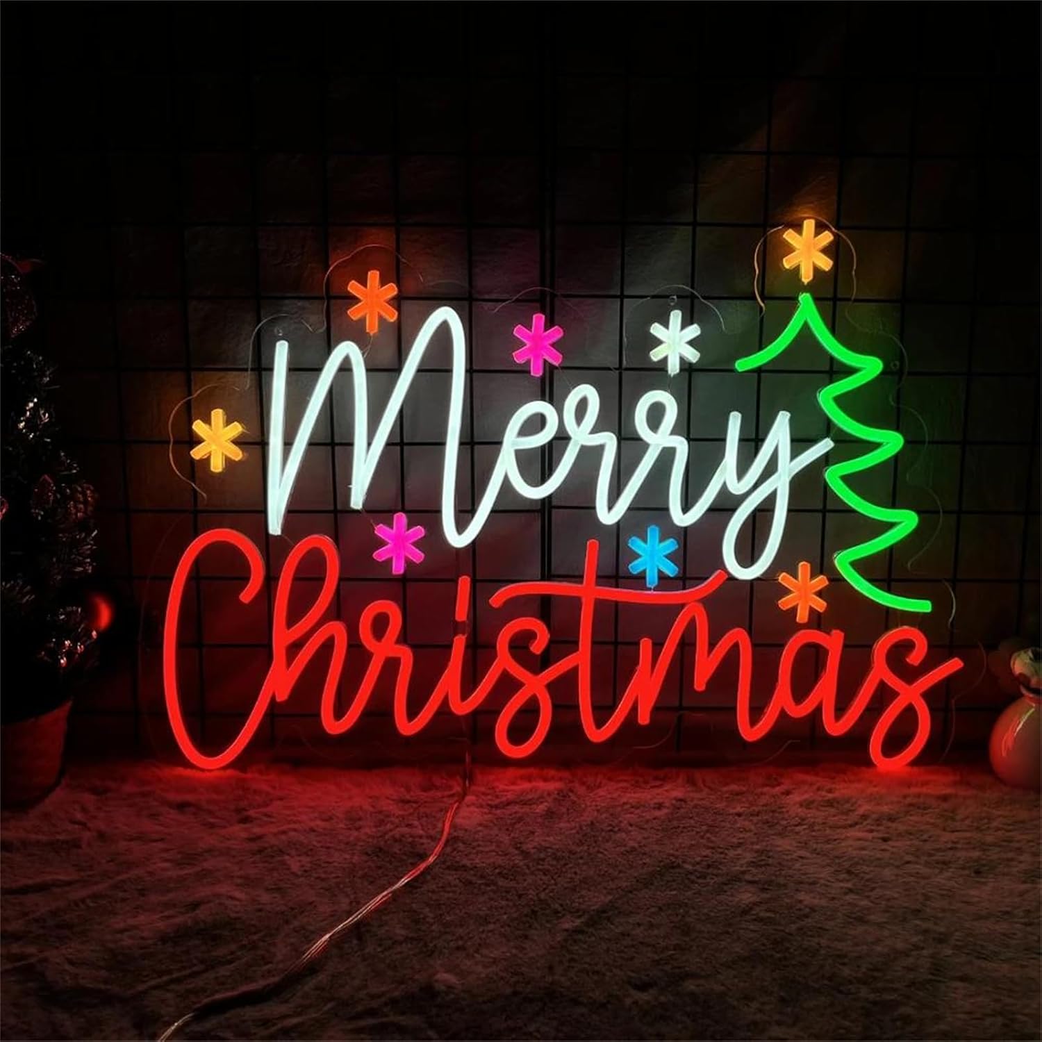 Lighting Decoration Ideas For Home - Świąteczny neon z kolorowymi gwiazdami i
