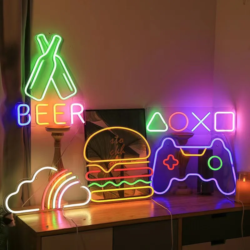 Bedroom Lighting Decor Ideas - Gra Neonowe znaki nocne na ścianę