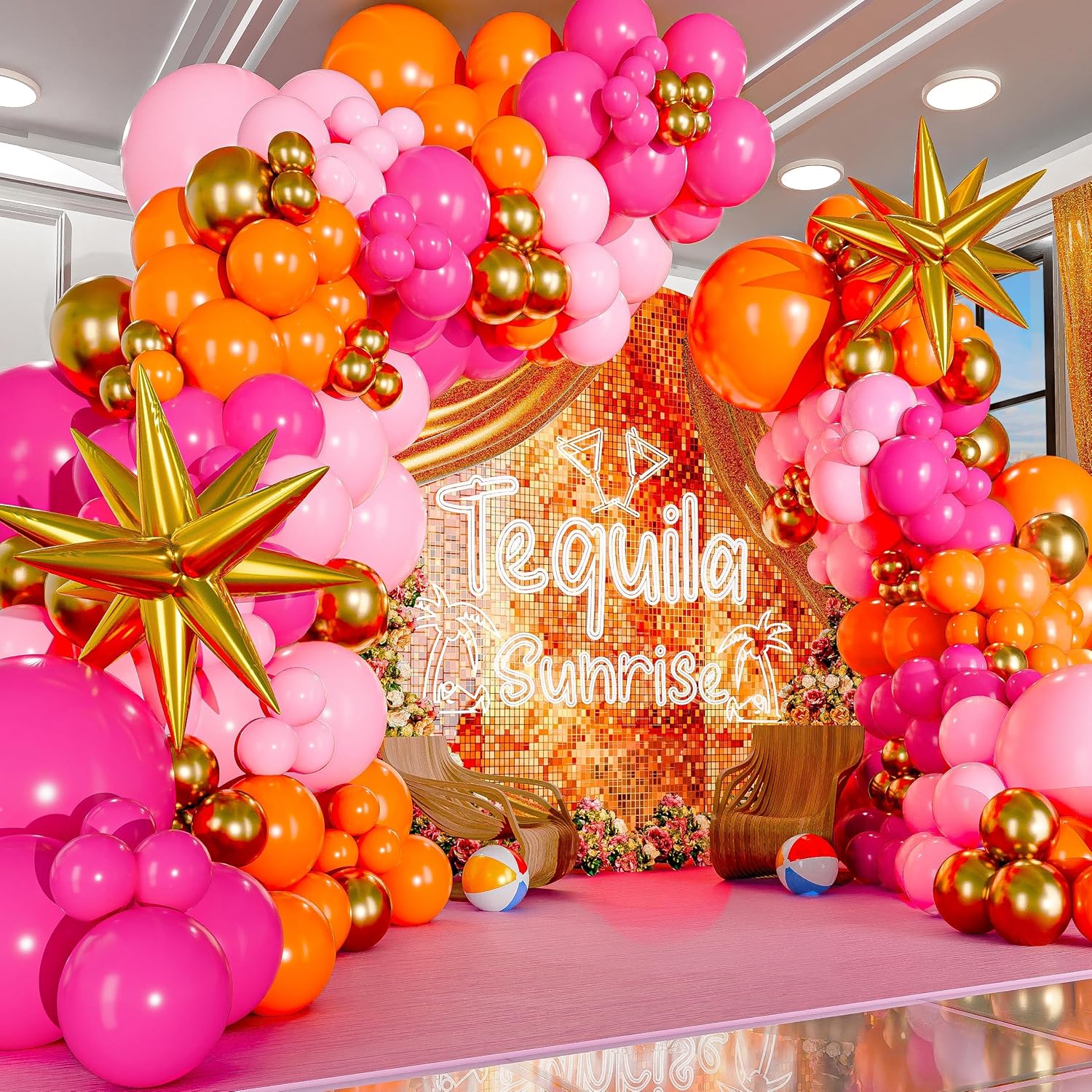 Orange Lighting Decor - 123 szt. Balonów lateksowych w kolorze