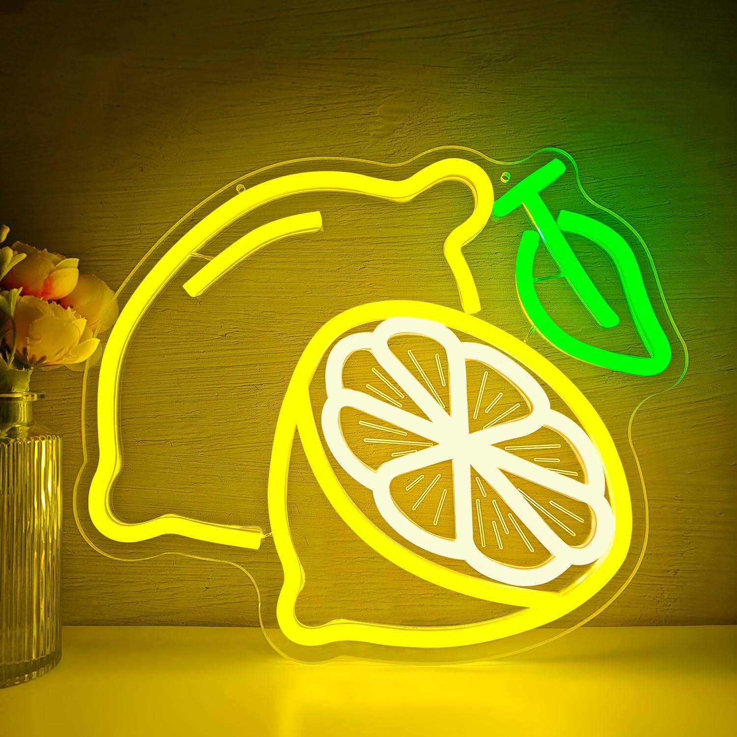 Up Lighting Decor - Neonowy znak LED w kształcie cytryny,
