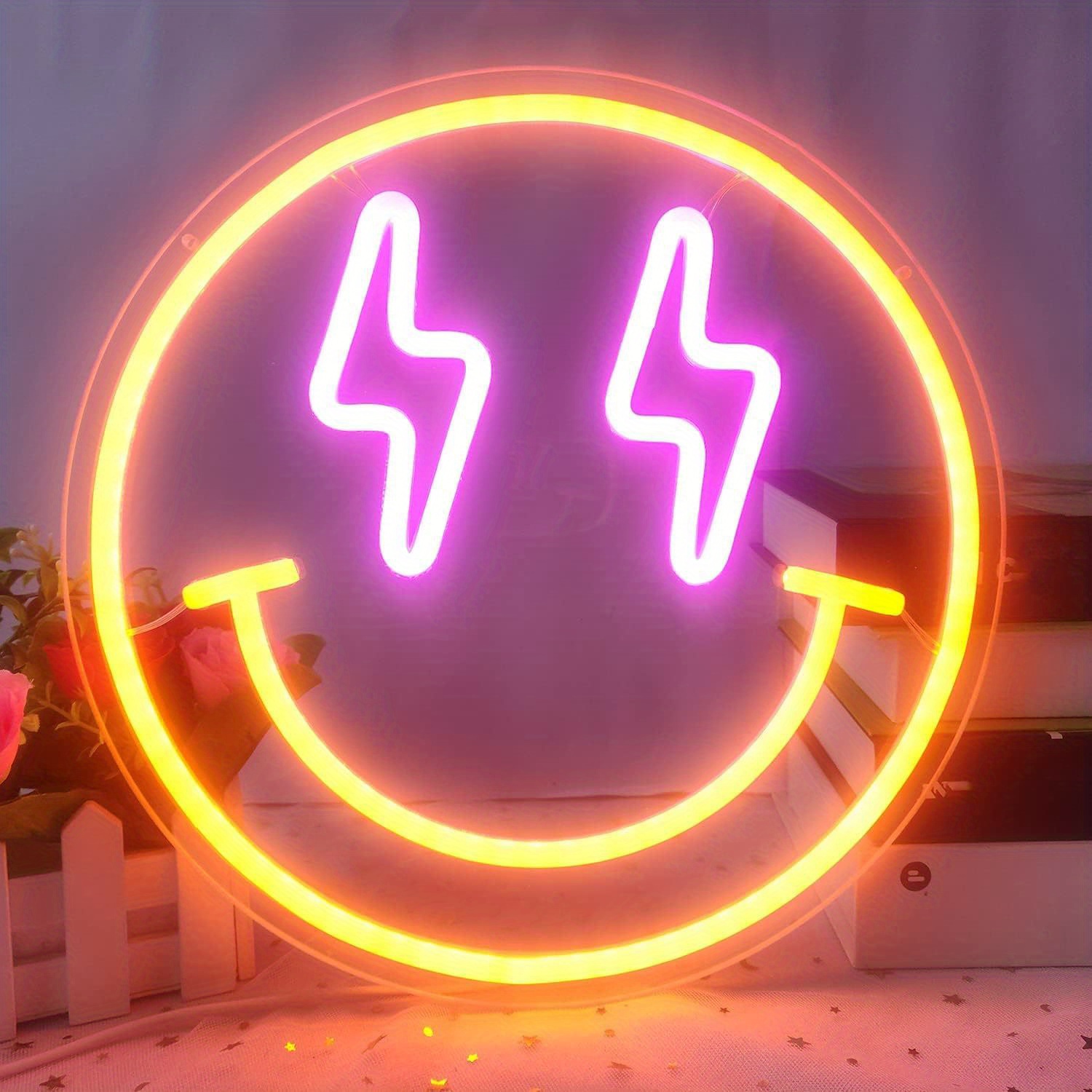Bedroom Lighting Decor Ideas - Uśmiechnięta twarz znak neonowy LED-zamontowany na