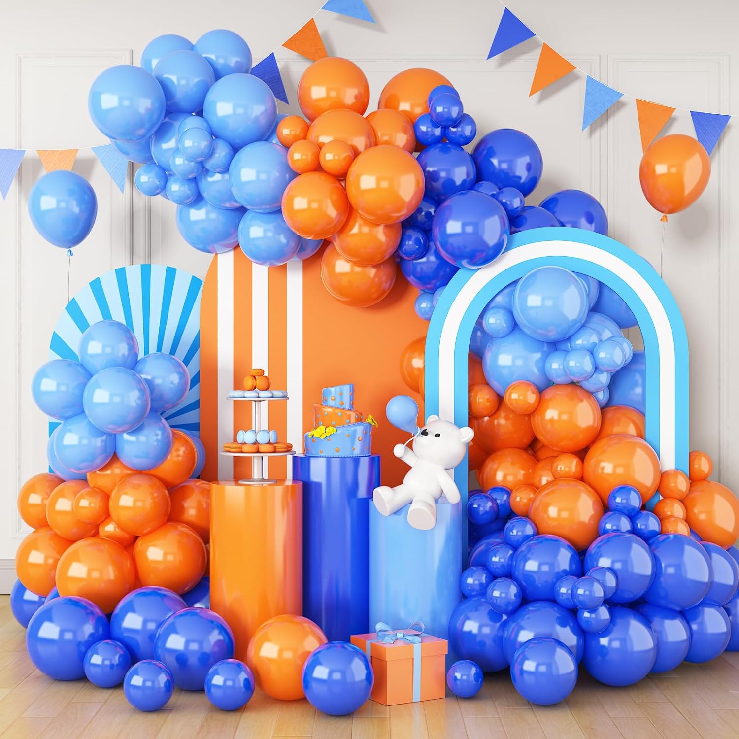 Orange Lighting Decor - Pomarańczowo-niebieski łuk balonowy Dekoracja świąteczna Balon