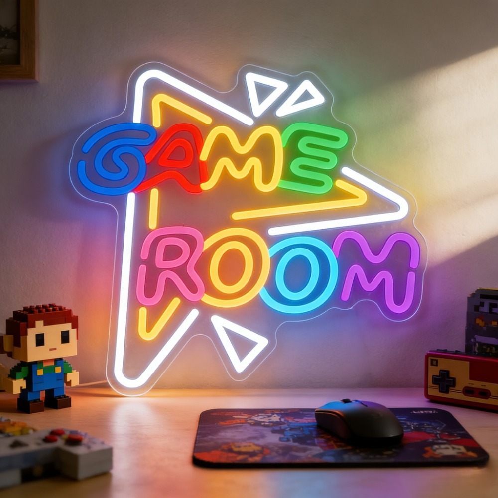 Bedroom Lighting Decor Ideas - Neonowy znak LED do pokoju gier,