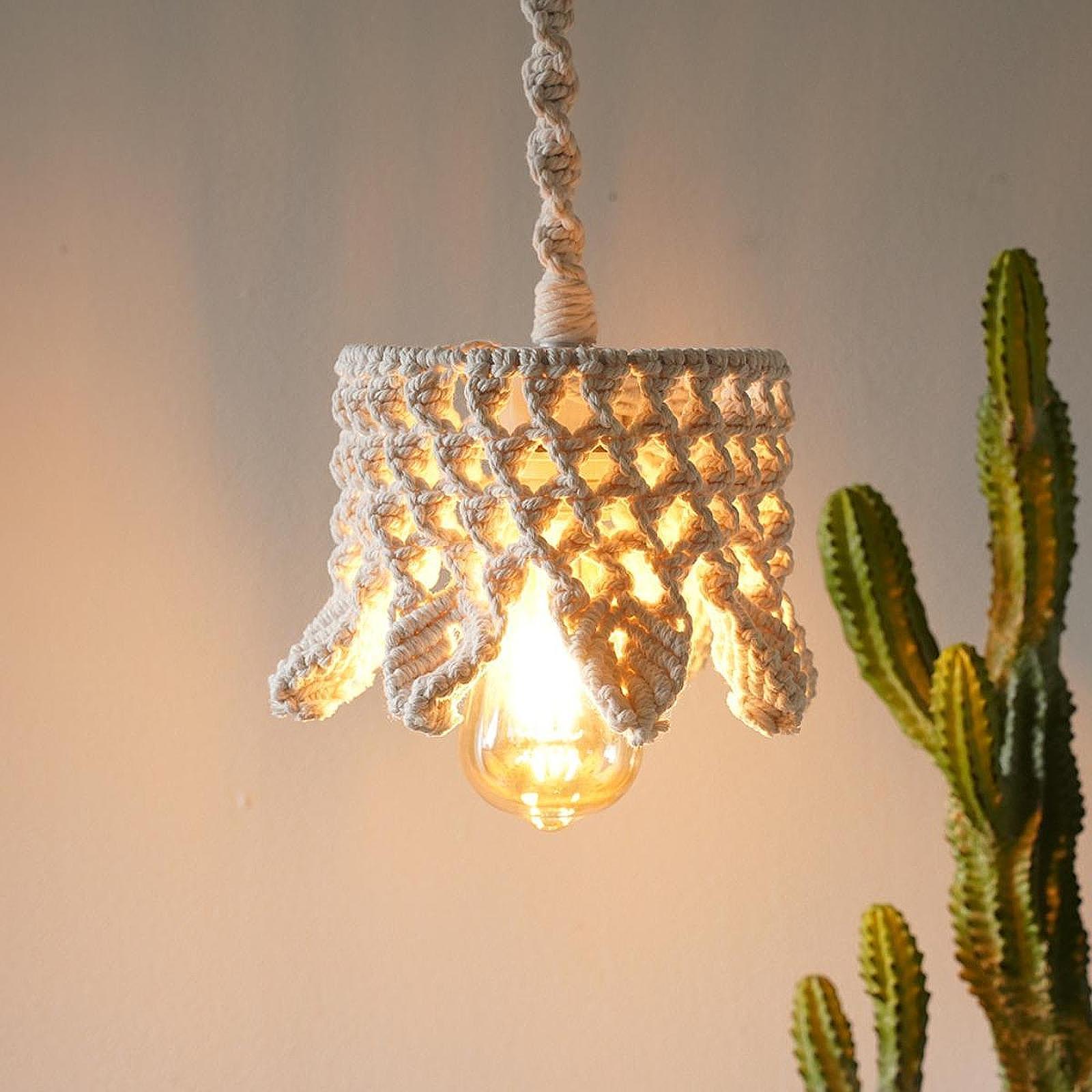 Abażur z bawełnianego sznurka, – Bedroom Lighting Decor Ideas recenzja i cena