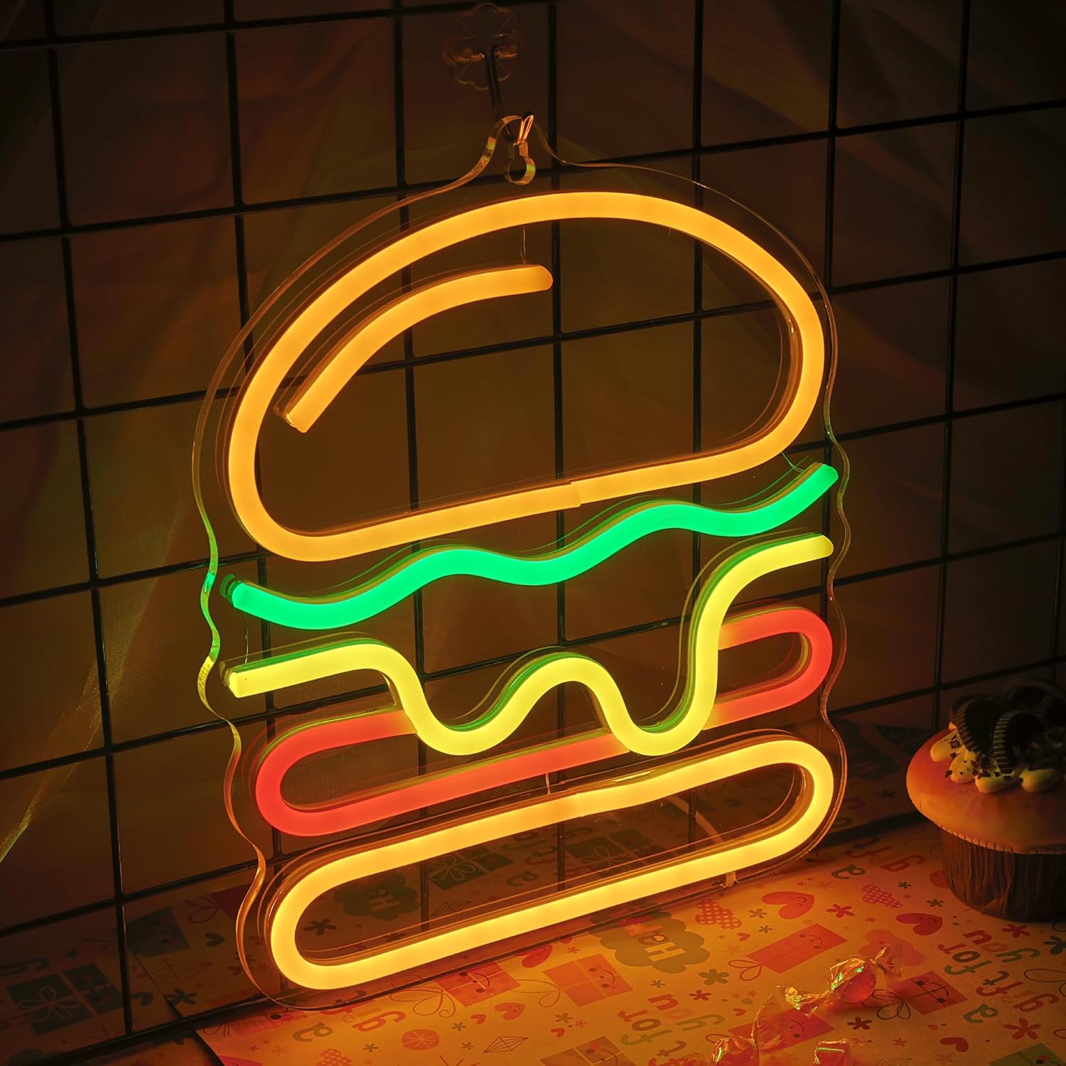 Neon Burger z Warstwowym Serem – Lighting Decoration Ideas For Home recenzja i cena